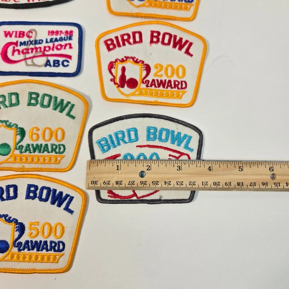 Vintage Bowling Patch Lot Bird Bowl 200 500 600 Award WIBC Champion Mixed League